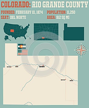 Map of Rio Grande County in Colorado photo