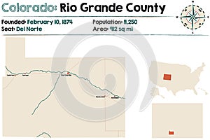 Map of Rio Grande County in Colorado photo