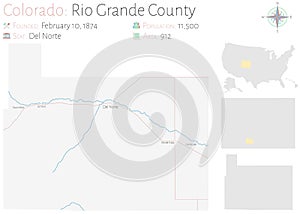 Map of Rio Grande County in Colorado photo