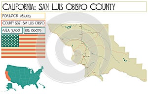 Large and detailed map of San Luis Obispo County