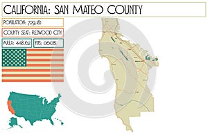 Large and detailed map of San Mateo County