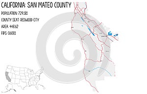 Large and detailed map of San Mateo County in California