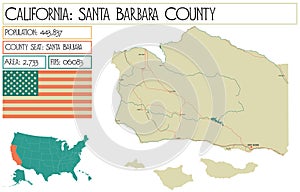 Large and detailed map of Santa Barbara County