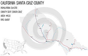 Large and detailed map of Santa Cruz County in California