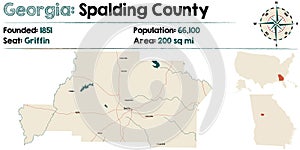 Map of Spalding County in Georgia photo