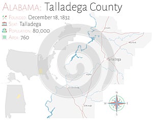 Map of Talladega County in Alabama photo