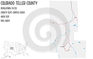 map of Teller County in Colorado, USA photo