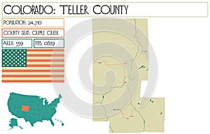 Map of Teller County in Colorado USA photo