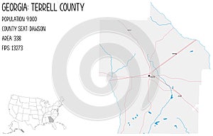 Large and detailed map of Terrell County in Georgia