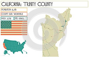 Detailed map of Trinity County in California USA