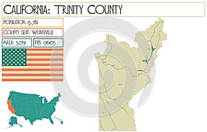 Detailed map of Trinity County in California USA photo