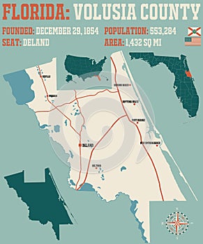 Map of Volusia County in Florida photo