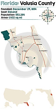 Map of Volusia County in Florida photo