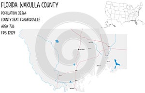 Large and detailed map of Wakulla County in Florida