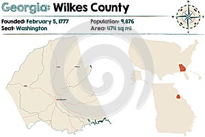Map of Wilkes County in Georgia photo