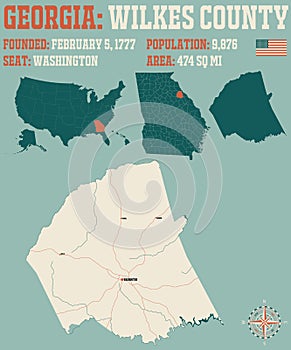Map of Wilkes County in Georgia photo