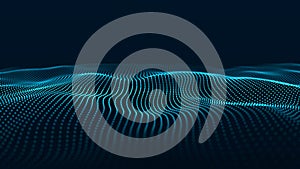 Large digital data background. Abstract wave with moving dots. 3d rendering