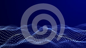 Large digital data background. Abstract wave with moving dots. 3d rendering