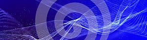 Large digital data background. Abstract wave with moving dots. 3d rendering