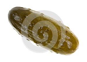 Large dill pickle on a white background