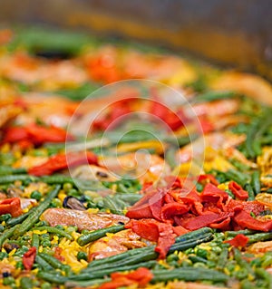 Large dish of Paella