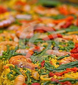 Large dish of Paella