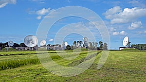 Large dish receivers for satellite communication in Burum The Netherlands