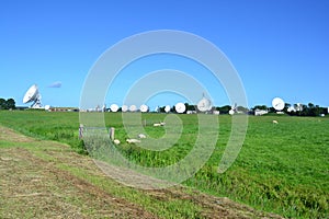 Large dish receivers for satellite communication in the town of Burum, The Netherlands