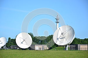 Large dish receivers for satellite communication in the town of Burum, The Netherlands