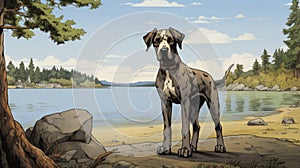 Nostalgic Great Dane Puppy Illustration By Daniel Merriam photo
