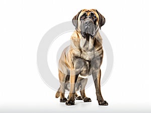 Large dog standing in front of a white background