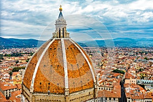 Large Dome Golden Cross Duomo Cathedral Florence Italy