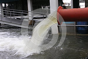 Large drain pipe for pumping water to solve the problem of flooding in the city