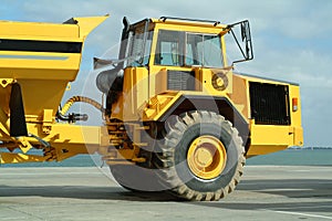 Large dumper truck in construction site