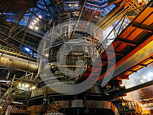 Large electric blast furnace in metallurgical factory