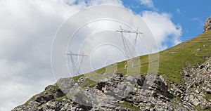 Large electric pylon in the Alps