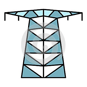 Large electric tower icon color outline vector