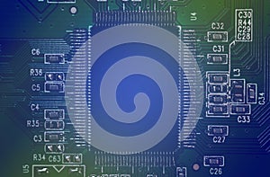 Large elements of an SSD memory storage device for a modern new generation microchip based on nanometer technology, gigabit stream