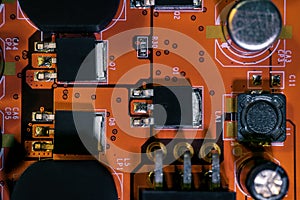 Large elements of a video card for a modern new generation microchip based on nanometer technology, transistor and processor photo