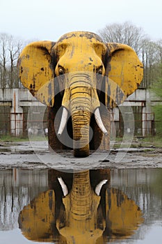 A large elephant with tusks, AI