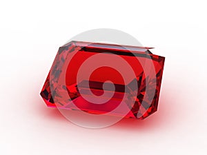 Large emerald cut ruby gemstone