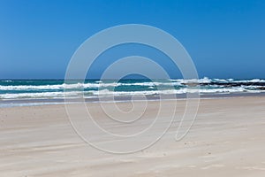 Large empty Beach with White Sand at Shelly Beach, New South Wales, Australia