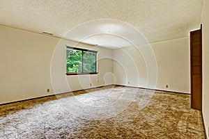 Large empty room with soft carpet floor