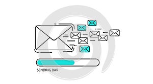 Digital Message Sending Process with Progress Bar