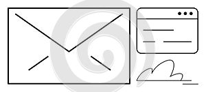 Simplified Email Communication Concept with Envelope and Interface Elements
