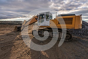 A large excavator at a construction site