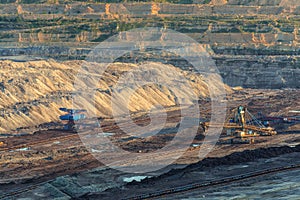 Large excavator machine in the mine