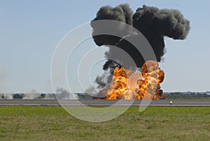Large explosion on airport runway