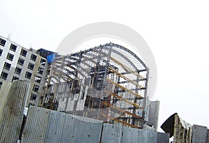 A large factory building constructed with steel frames