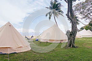 Large family camping tents for rent along East Coast Park in Singapore. Glamping is a popular leisure activity in Singapore,